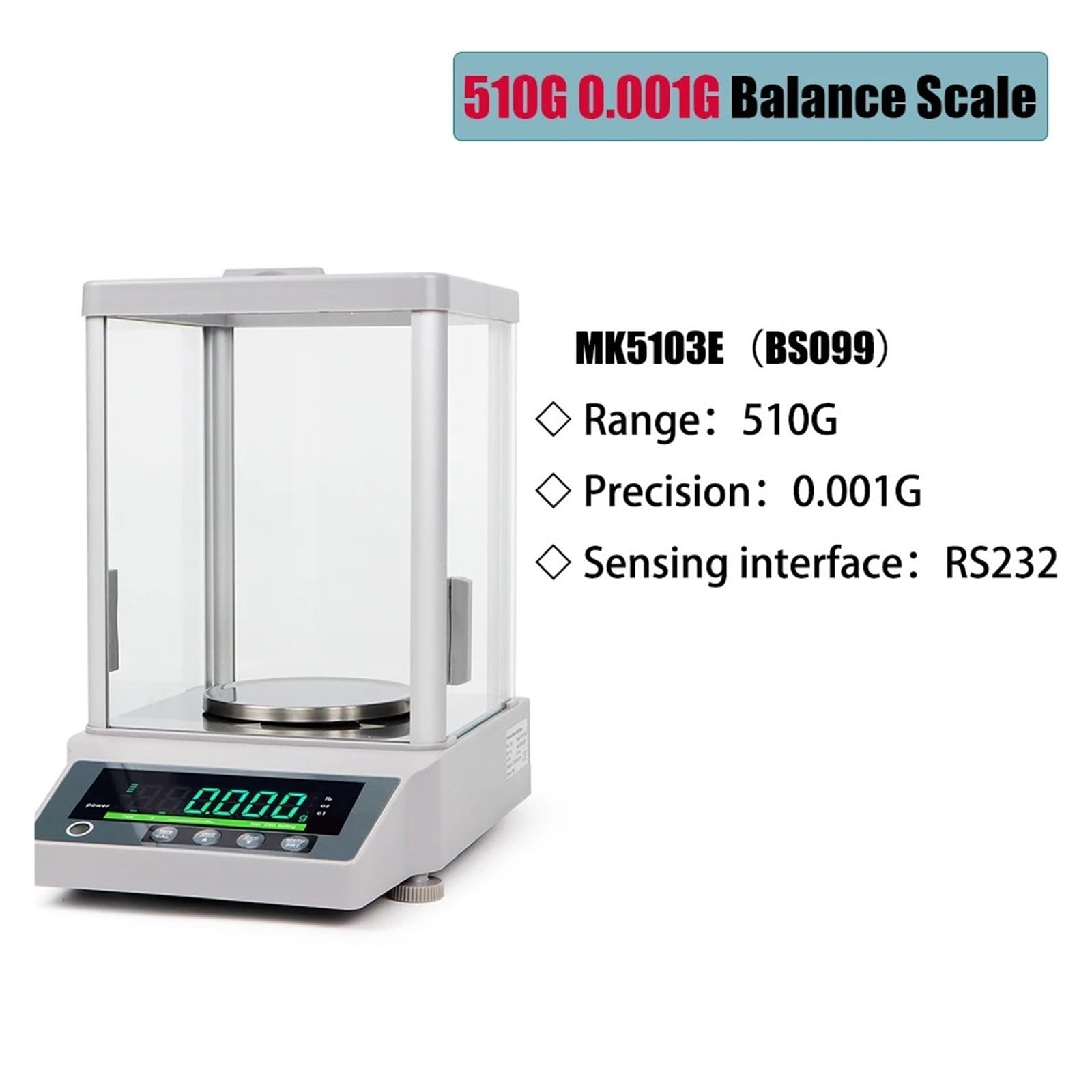 Balanza analítica de resolución de 310g/510g, rango de 0.001g, microbalanza Digital, balanza electrónica de precisión Conversión de unidades(510G 0.001G)