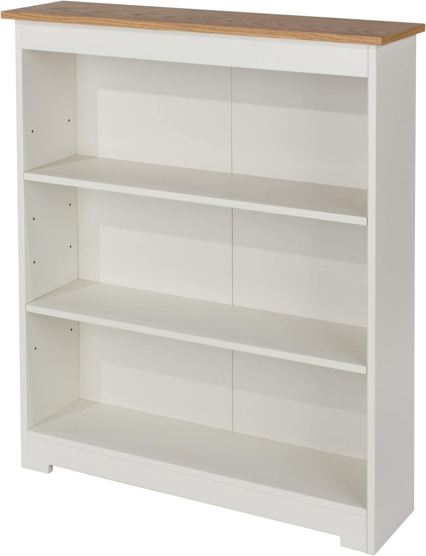 Core Products, Colorado Low Wide Bookcase, White with Oak Vaneer Top