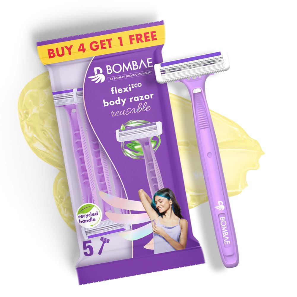 Bombae FlexiEco Reusable Body Razor for Women | Disposable 2-blade women's razor for bikini, arms, legs | Pack of 5 - Image 6 thumbnail