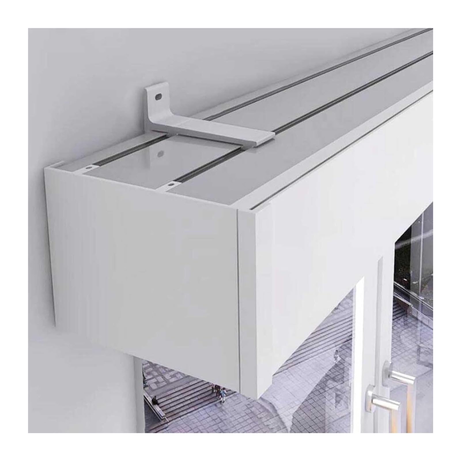 Curtain Track Double Tracks, Curtain Box Wall Mount Double Track Bracket Multiple Sizes Rail Cover Room Divider(330cm/10.8ft)