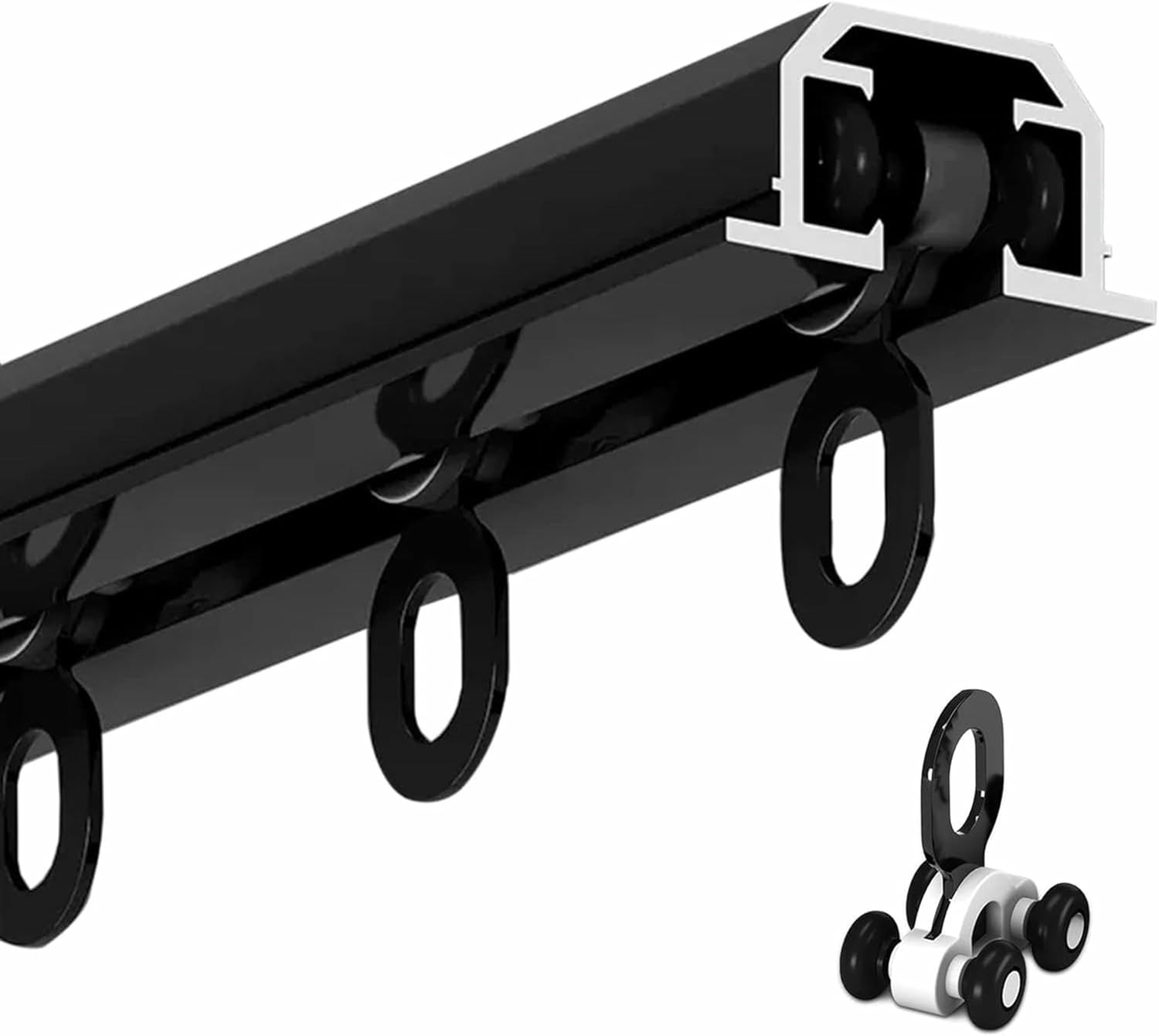 Shower Curtain Track Room Divider Sliding Rail for Bedroom/Kids Room/Hospital, Living Room Built-in Curtain Track Ceiling Mount, Heavy Duty Recessed Curtain Rod for Showe,Black-2.5m/8.2ft