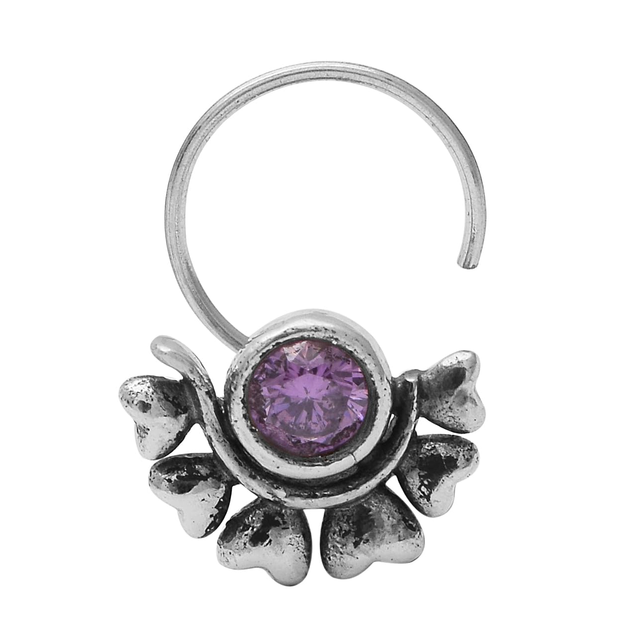 MOONEYE Unique Purple Stone Oxidized Nose Pin Vintage Traditional Nose Pin 925 Silver Plated Nose Pin (B0CQM82KJC) Amazon Price History, Amazon Price Tracker