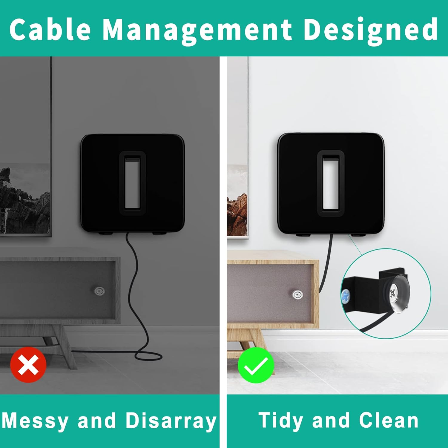 Wall Mounts for Sonos Sub 4, Gen 3 Gen 2 Mount, Heavy Duty Wall Mount for Sonos Sub Mounting Brackets for Sonos Wireless Sub with Hardware Kit, Black