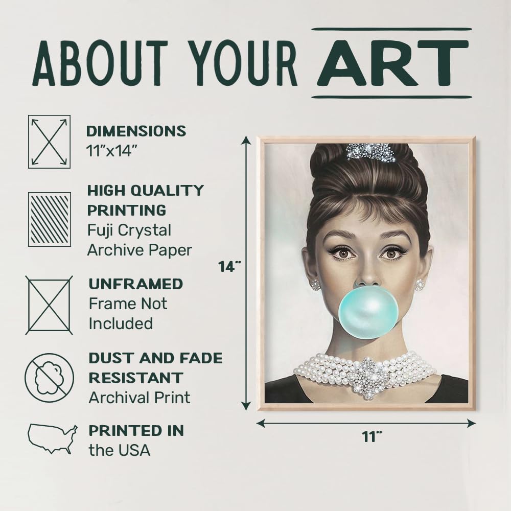 Amazon.com: Vintage Pop art Wall Decor 11x14 - Audrey Hepburn Art