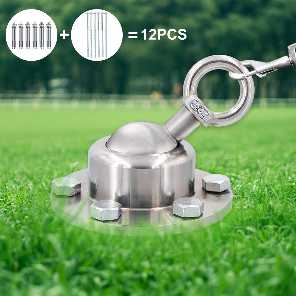 Piquet pivotant à 360° pour chien - Piquet robuste et antirouille - Peut supporter 453,6 kg - Pour cour, camping - Argenté