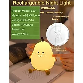 HAPPYBAG Cute Silicone Night Light for Kids,Dimmable Nursery Pear Lamps,Kawaii Room Decor Fruit Night Light Bedside Lamp for Baby and Toddler