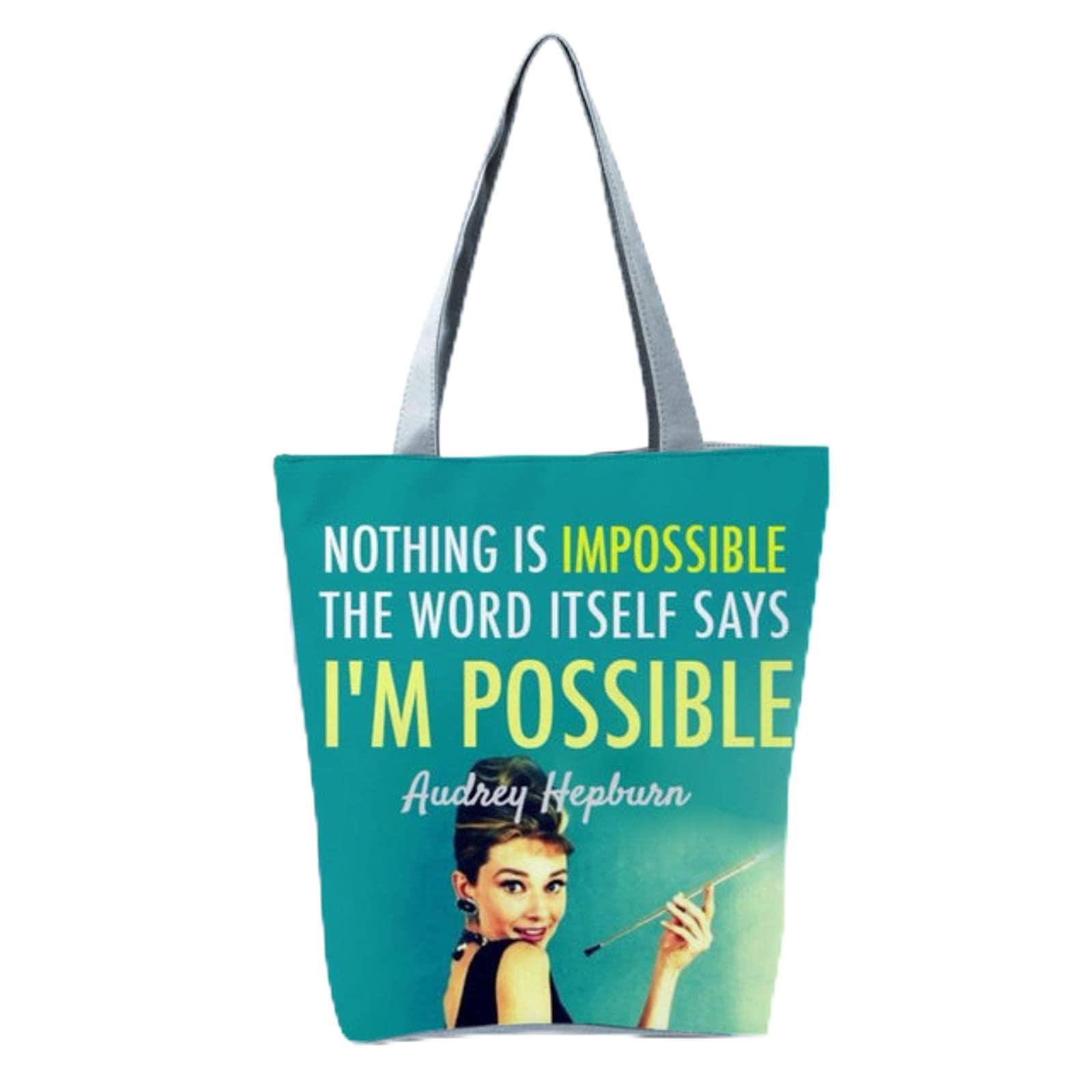Chic Audrey Hepburn Printed Handbag Art Retro High Capacity Women Shoulder Bag Green Eco Reusable Shopping Bag Custom Pattern-1449 Audrey Hepburn,a
