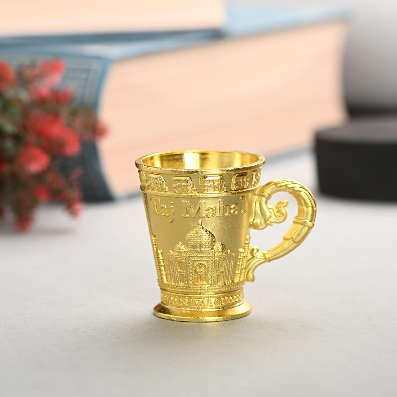 PockTown INTERNATIONAL Taj Mahal Shot Glass with Metal Handle Souvenir for Diwali Decoration Items for Home Decor Showpiece Diwali Gift Home/Office Table Decor Cultural Item for Corporate Gifting