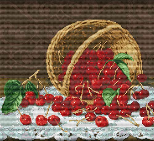 Point de croix pré-imprimé Cerises 11CT kit de broderie complet 40x50 cm