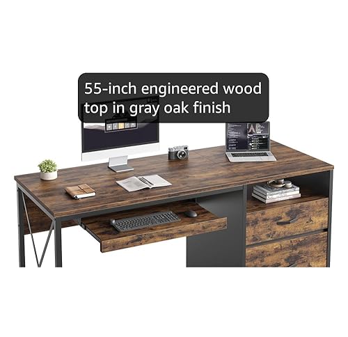 Amazon.com: Bestier Office Desk with Drawers, 55 inch Industrial