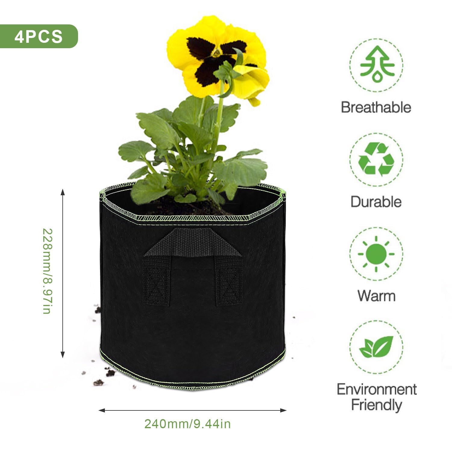 PARFCO Pflanztaschen 4er Set - 12L Kartoffelsäcke Für Gemüse & Blumen