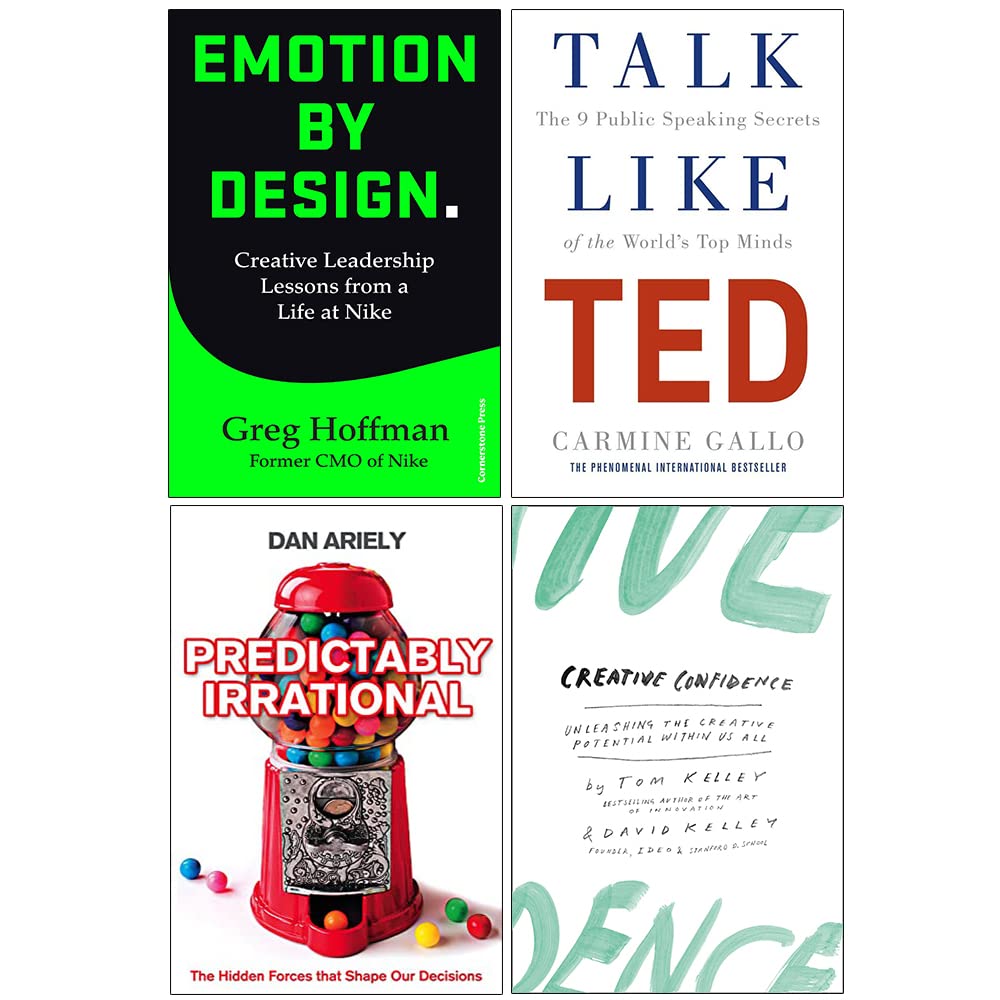 Emotion by Design, Talk Like Ted, Predictably Irrational, Creative Confidence 4 Books Collection Set