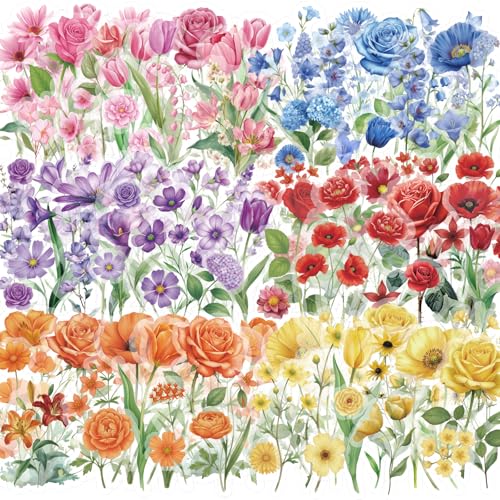 300 Pieces Flower Stickers for Scrapbooks Transparent Floral Stickers for Scrapbook Supplies Bible Junk Journaling Supplies and Journal for Adults.