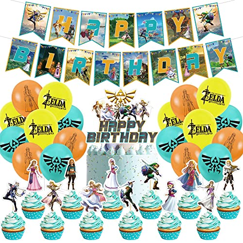 The Legend of Zelda Decoracion Cumpleaños Hilloly 32Pcs The Legend of Zelda Suministros de Fiesta...