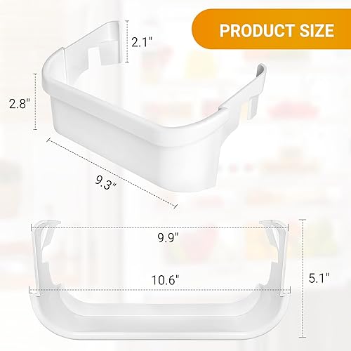 Miniatura 2 de Paquete de 2 piezas de repuesto para estantes de puerta de refrigerador 240351601, compatibles con Frigidaire FFSS FGHS, congelador inferior Kenmore