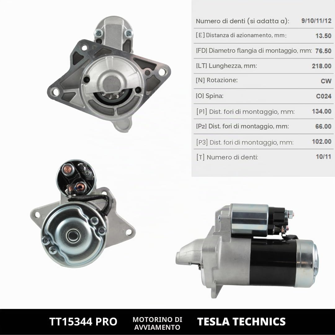 TT15344 PRO motorino di avviamento 12V, 2.20 KW. Compatibile con NISSAN, OPEL, RENAULT. Eccellente rapporto qualità-prezzo. Installazione facile e garanzia.