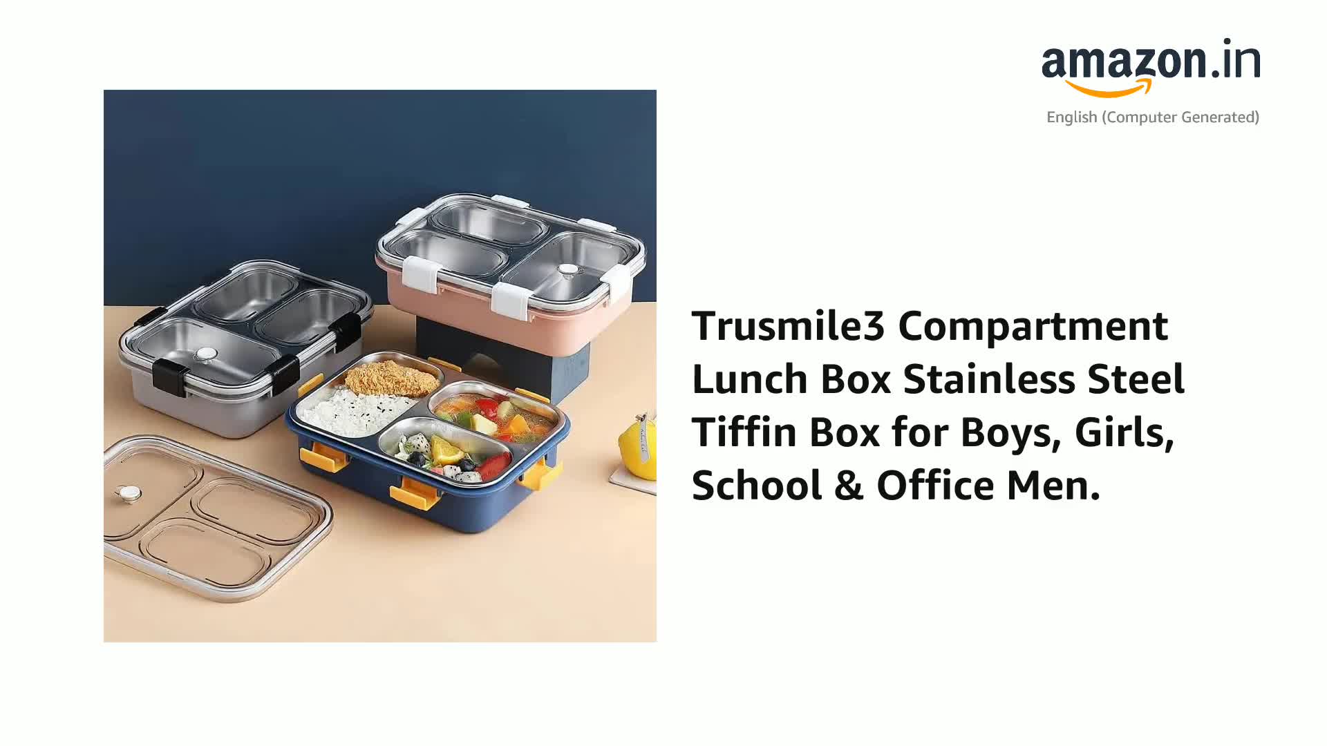 Buy Trusmile®3 Compartment Lunch Box Stainless Steel Tiffin Box