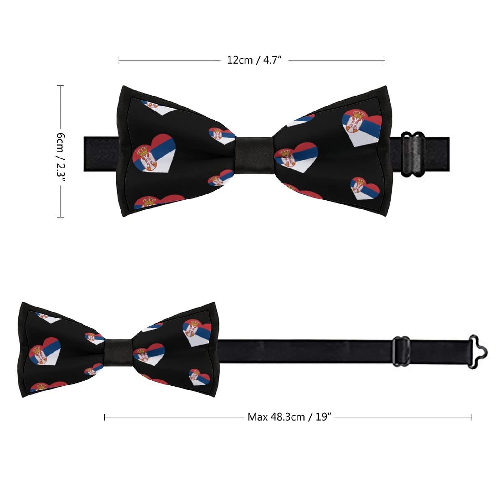 Serbia Serbian Country Flag Men's Bow Tie Pre-Tied Adjustable Bowtie for Formal Wear Tuxedo Wedding