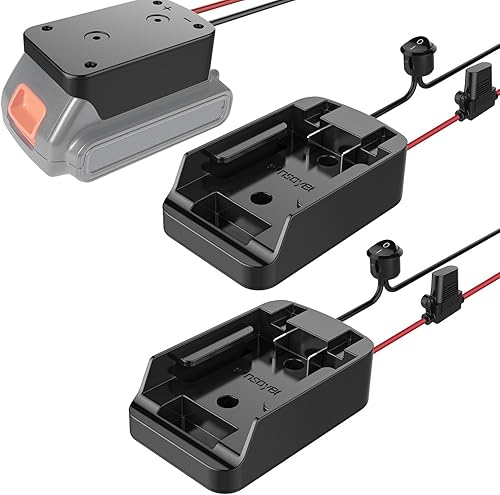 Adaptador de rueda de alimentación con fusible e interruptor, adaptador de batería seguro para batería de litio Black+Decker de 20 V máximo, con