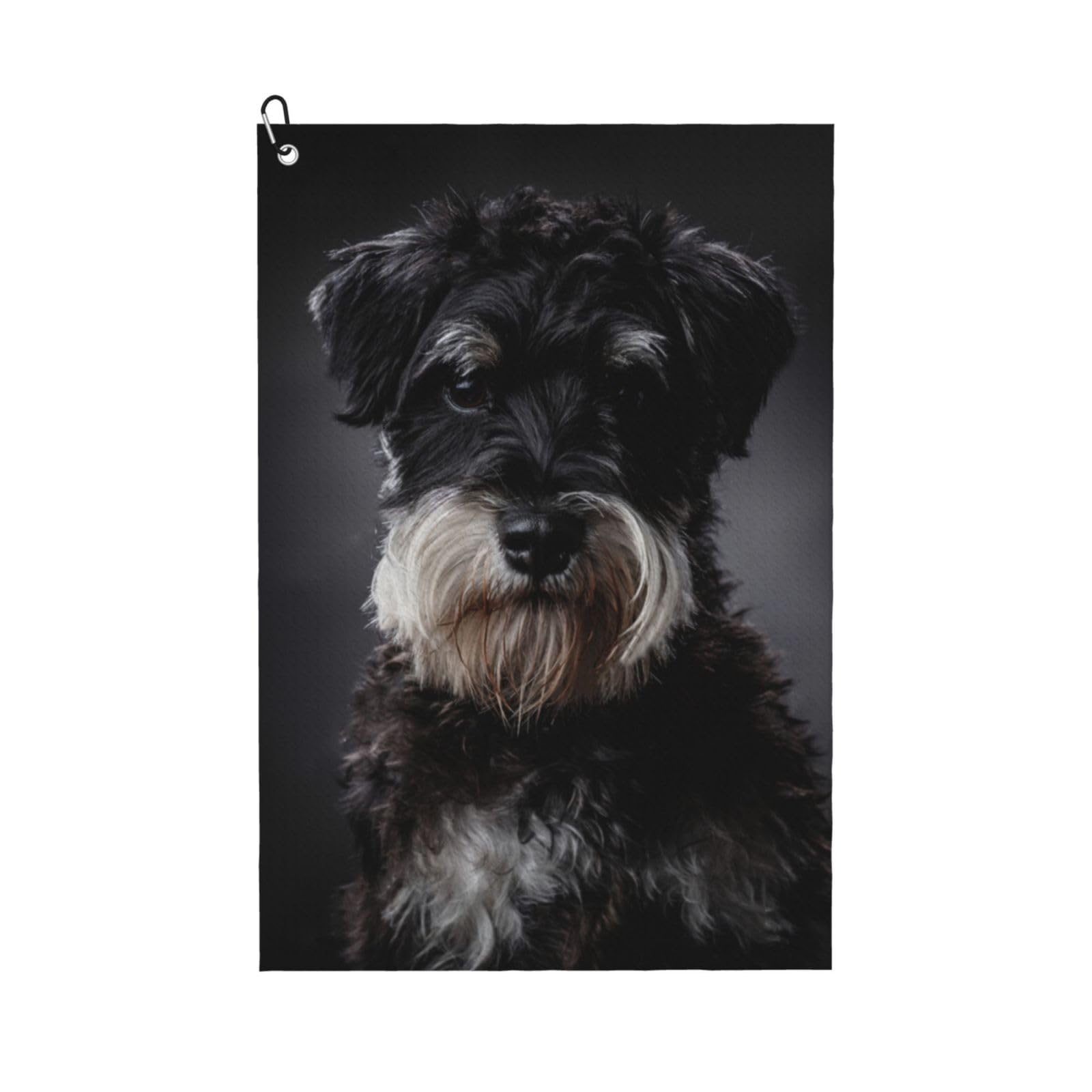 Hnnkloy Schnauzer Portrait Dark Grey, 16x24 in Portable Waffle Golf Towels with Carabiner Clip for Golf Bag