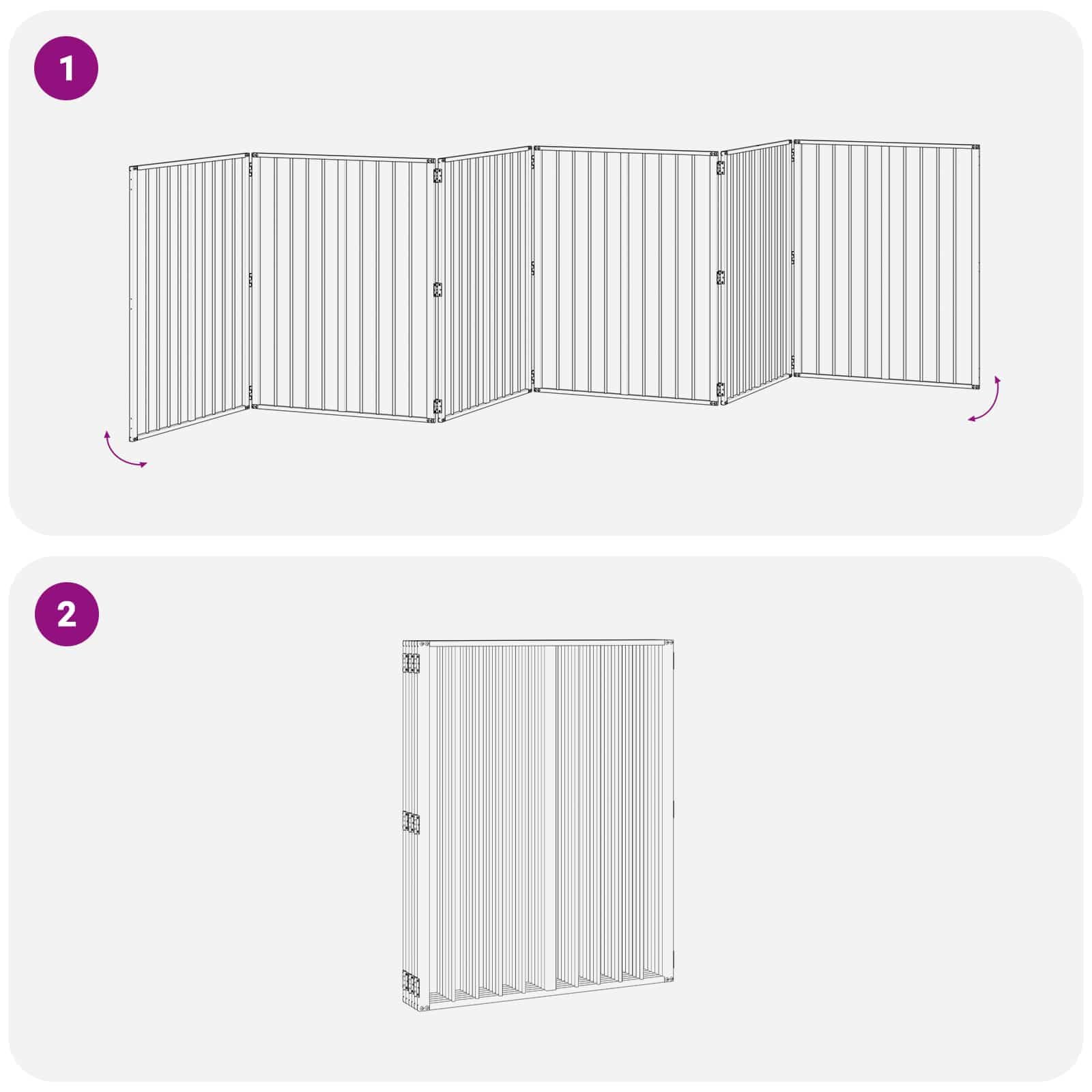 Puerta para perros de acero galvanizado, color negro, 6 unidades, 80 x 100 cm, plegable y plegable para cachorro y perro, con valla segura para protección y barrera en casa, jardín