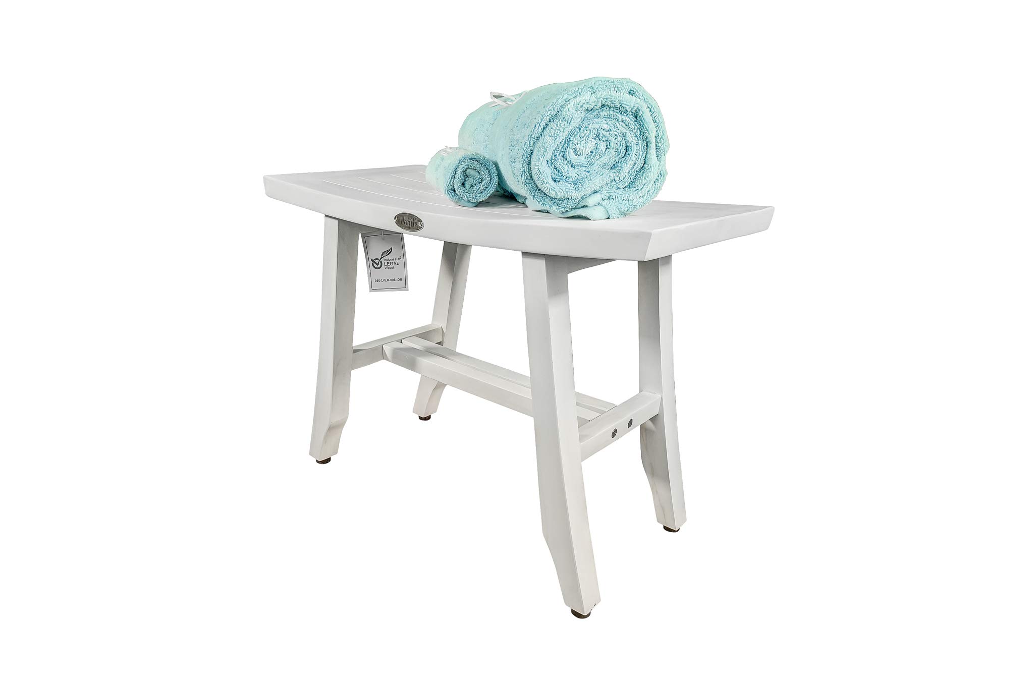 CoastalVogue Satori Teak Shower Bench Eastern Style Wood Shower Bench