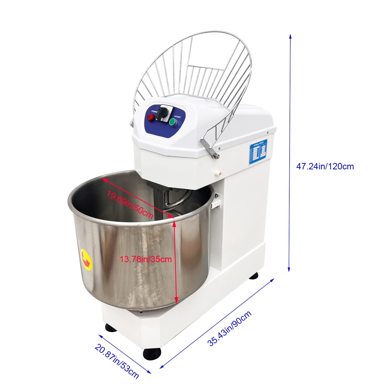 LGXEnzhuo 60L Stand Mixer, 220V 3700W Dough Kneading Machine, Commercial Electric Dough Mixer Machine, Double Action Double Speed Spiral Dough Mixer, Three-phase Voltage