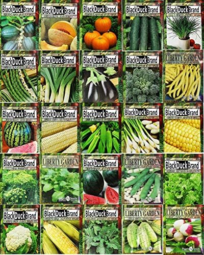 Set of 25 Premium Vegetable & Herb Seeds – 25 Deluxe Variety Premium Vegetable & Herb Garden 100% Non-GMO Heirloom