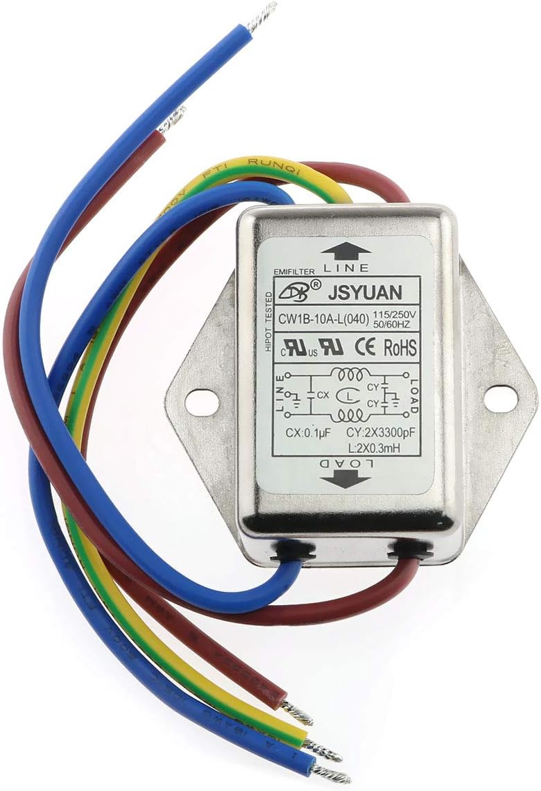 E-outstanding EMI Filter 115/250VAC 10A Suppressor Power Noise Filter With Wire