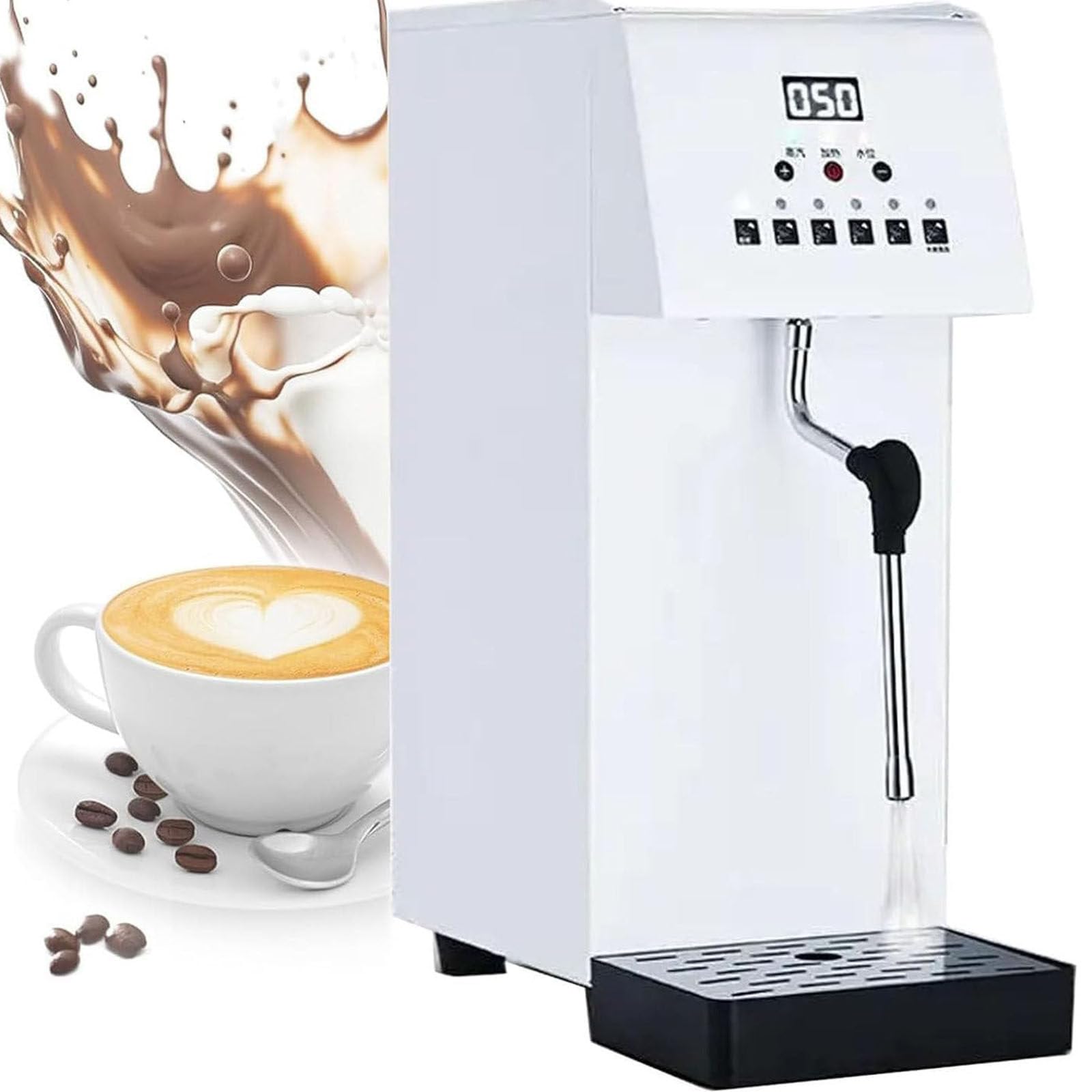 Espumador de leche comercial, multiusos, totalmente automático, de 6 l, con pantalla LCD, para té, cafetería y postres.