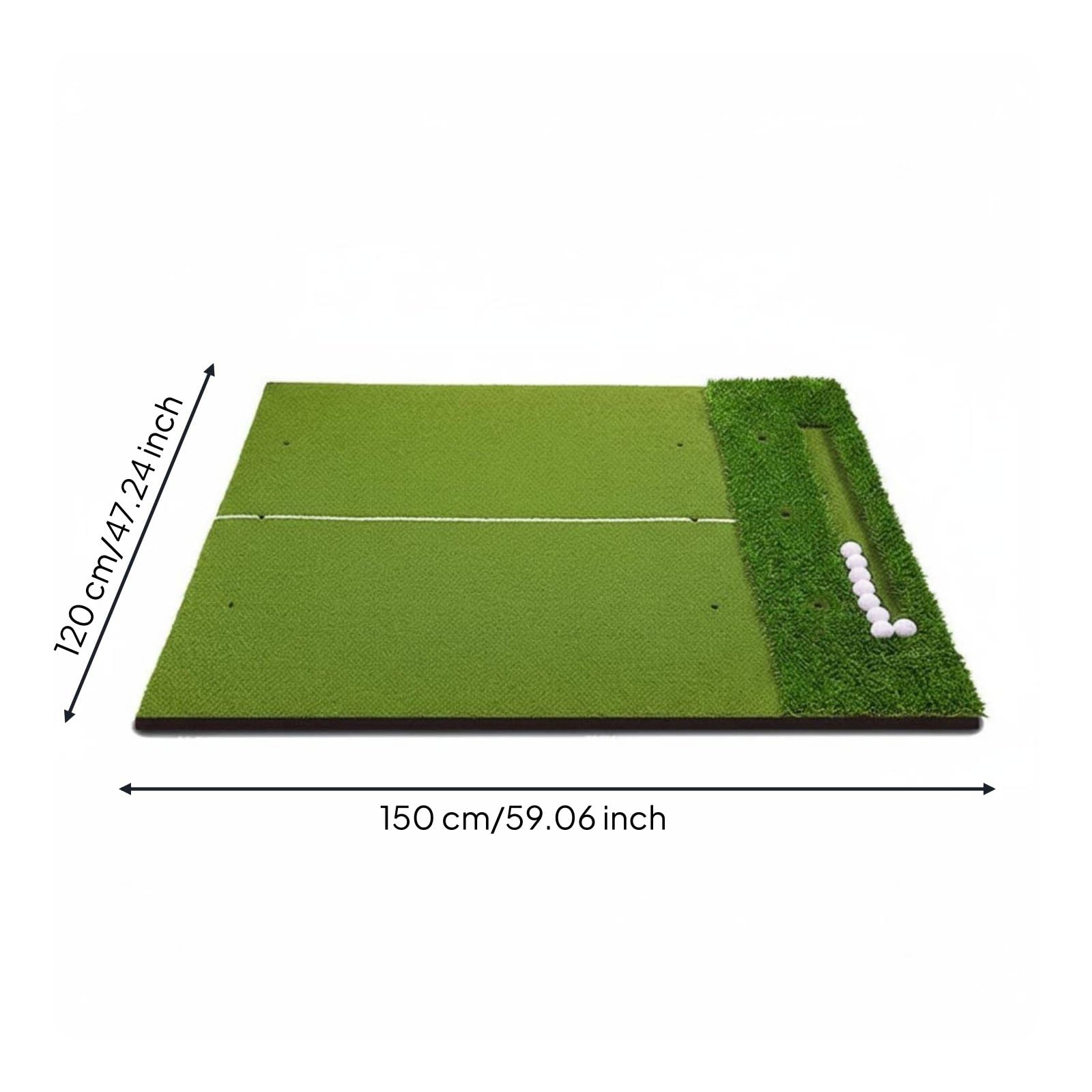 Gralara Alfombrilla de Entrenamiento de Golf Estera Colchón Tapete con Superficie Duradera y Estable Que No Se Deforma Base EVA Antideslizante y Sensación, 120 150cm, con Zona De Bolas