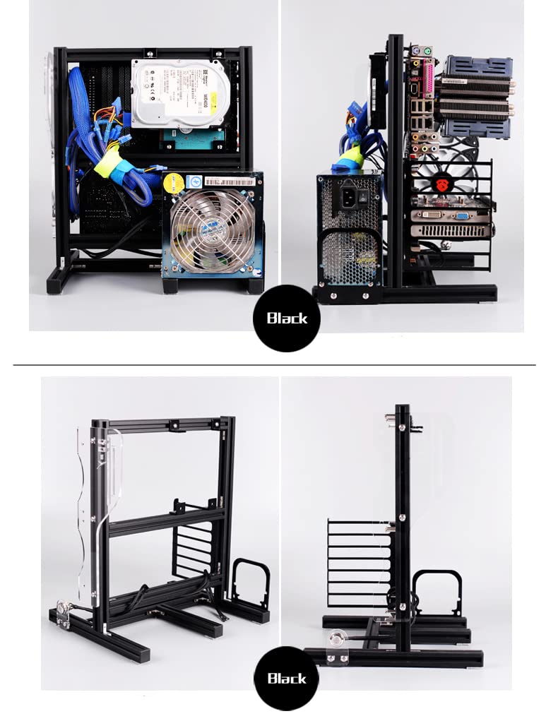 マザーボードシャーシDIYセット、20x20アルミニウム良好な互換ブラック