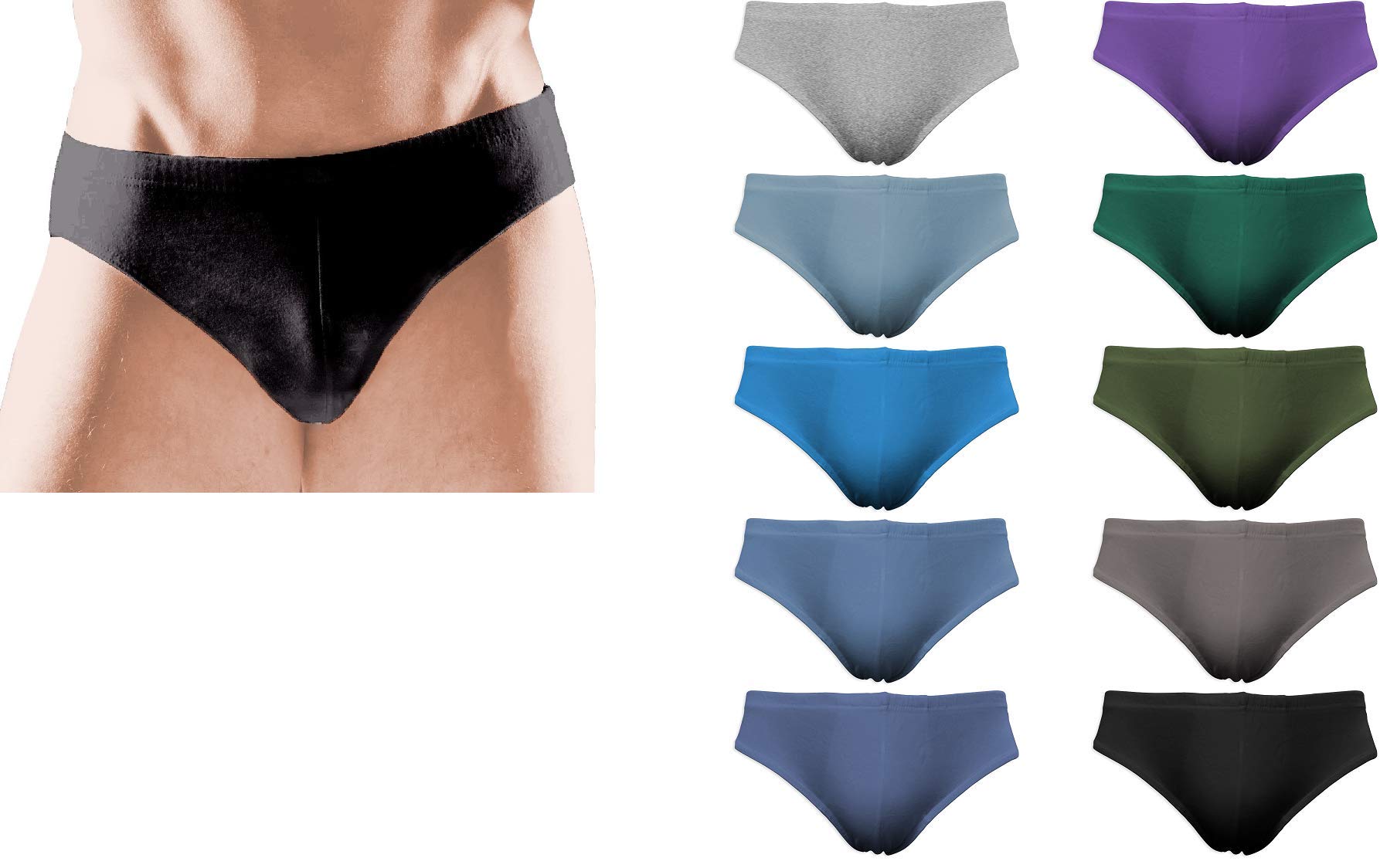 Men's Cotton Color Sport Briefs |All Natural Cotton Underwear | Multi Packs -Colors