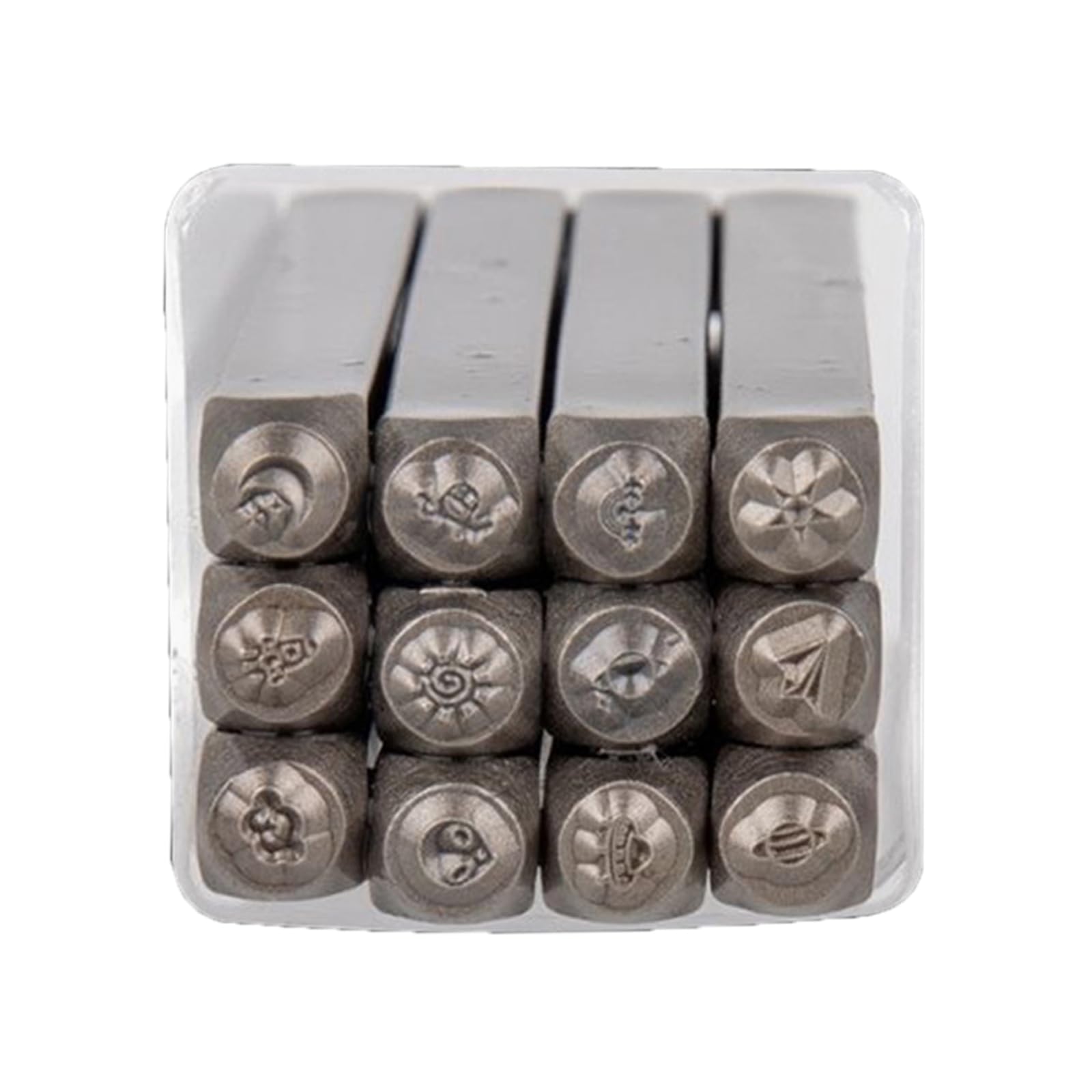 Tsophreniq 12PCS Metal Stamp Set 1/8 ' ' (3mm) Heart and Animal Stamp Stamping Tool for Imprinting Metal, Leather, Wood Decorative Stamping