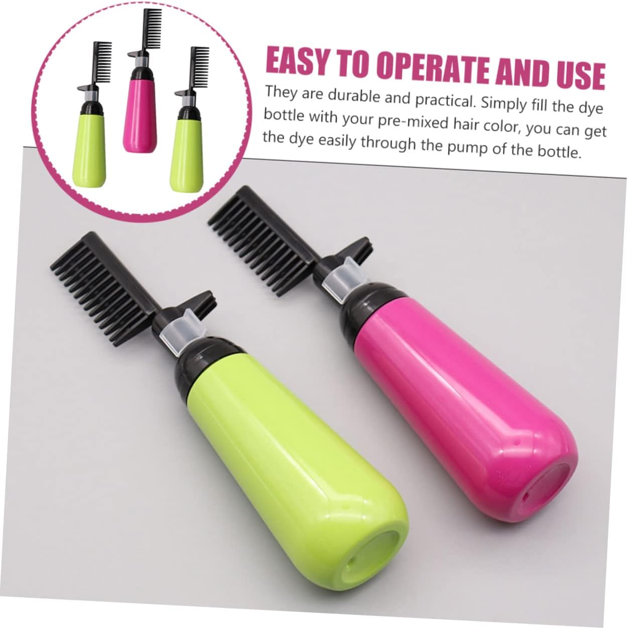 OUNONA 3Pcs Hair Dye Applicator Bottle Comb Bottles for Hair Coloring Durable Beauty Tools for Hair Stylists and DIY Hair Dyeing