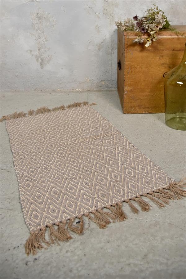 Alfombra vintage hecha a mano de chenilla de piel y yute, para salón, dormitorio, mullida, suave, estilo rústico, patrón antiguo (799749 yute tejido, 70 x 140 cm, color rosa)