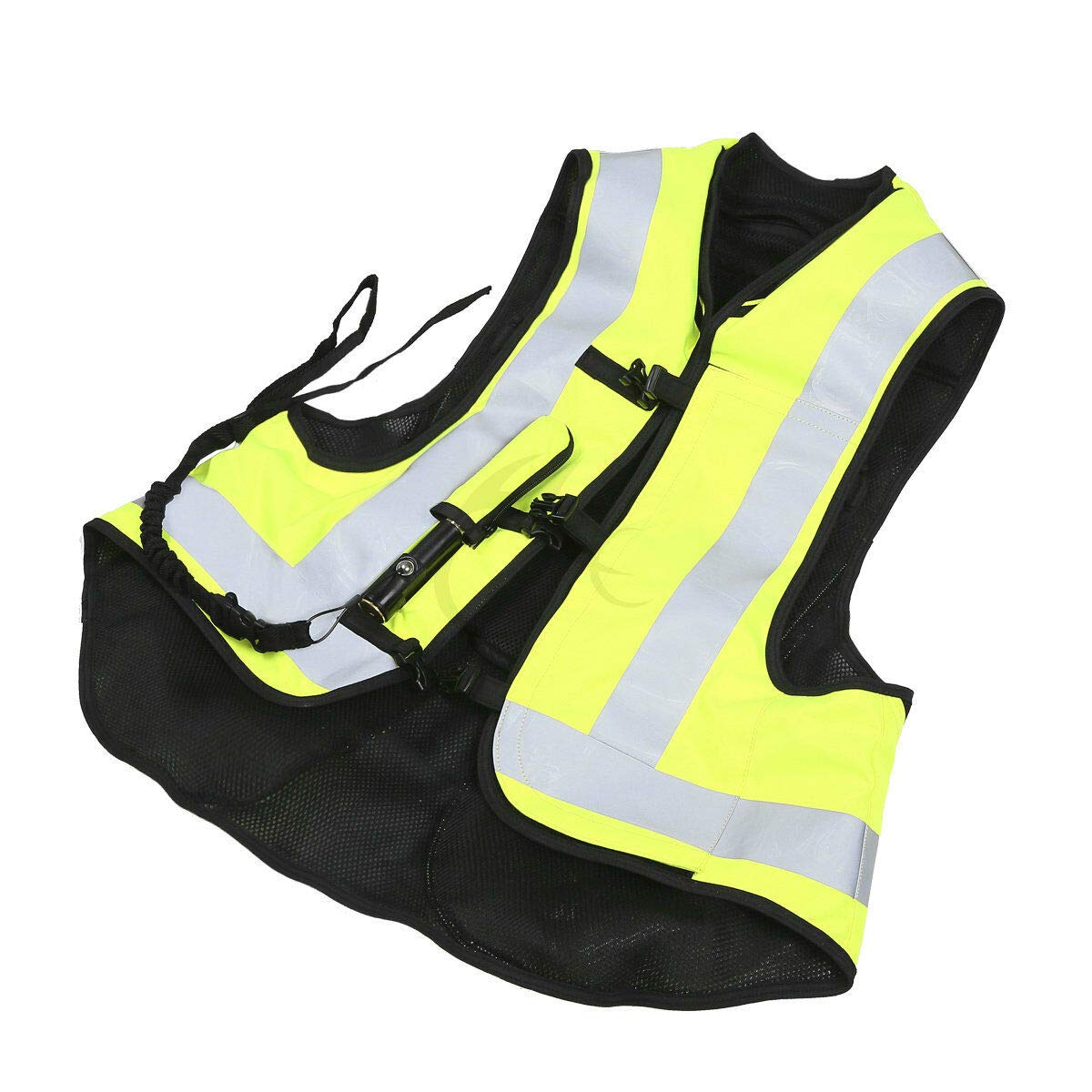 SLMOTO Motorcycle Airnest Airbag Vest Hi Viz Black + Fluorescent Yellow Size XXL