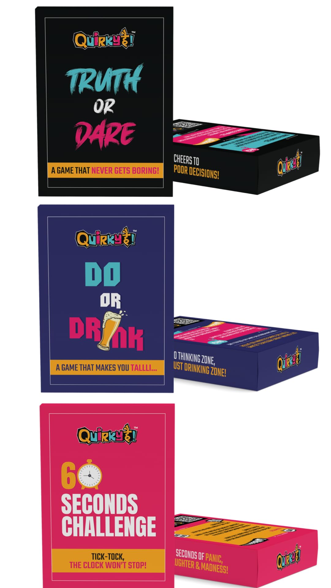 Truth Or Dare + Do Or Drink + 60 Seconds Challenge - Combo of 3 Party Card Games with Pack of 50 Cards Each (B0CNXXY935) Amazon Price History, Amazon Price Tracker