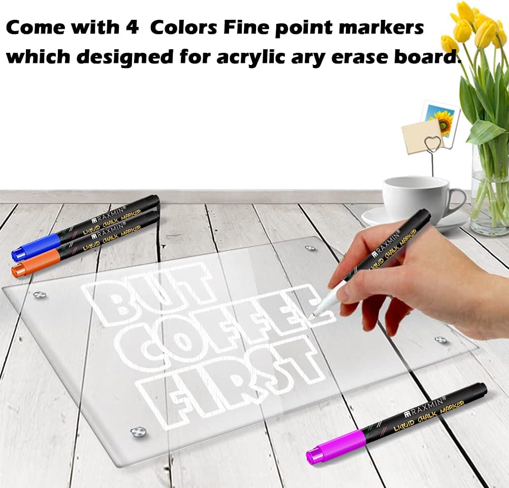 Acrylic Note Board Refrigerator Dry Erase Board Clear 15”x11