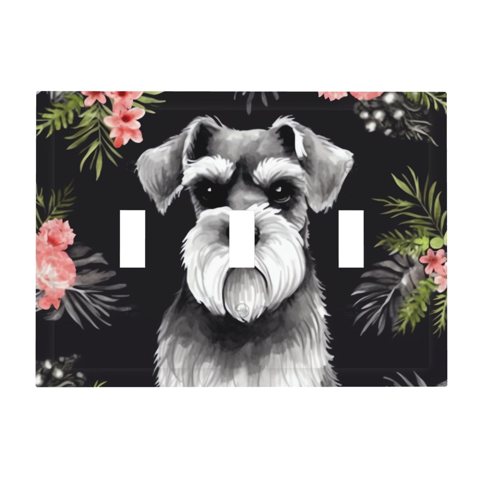 Decorator Light Switch Covers Schnauzer Wall Plate 3-Gang Mid Size 6.7" x 4.8" Triple Toggle Switch Wallplate Decorative 3 Gang Wall Switch Plate Covers Polycarbonate Thermoplastic