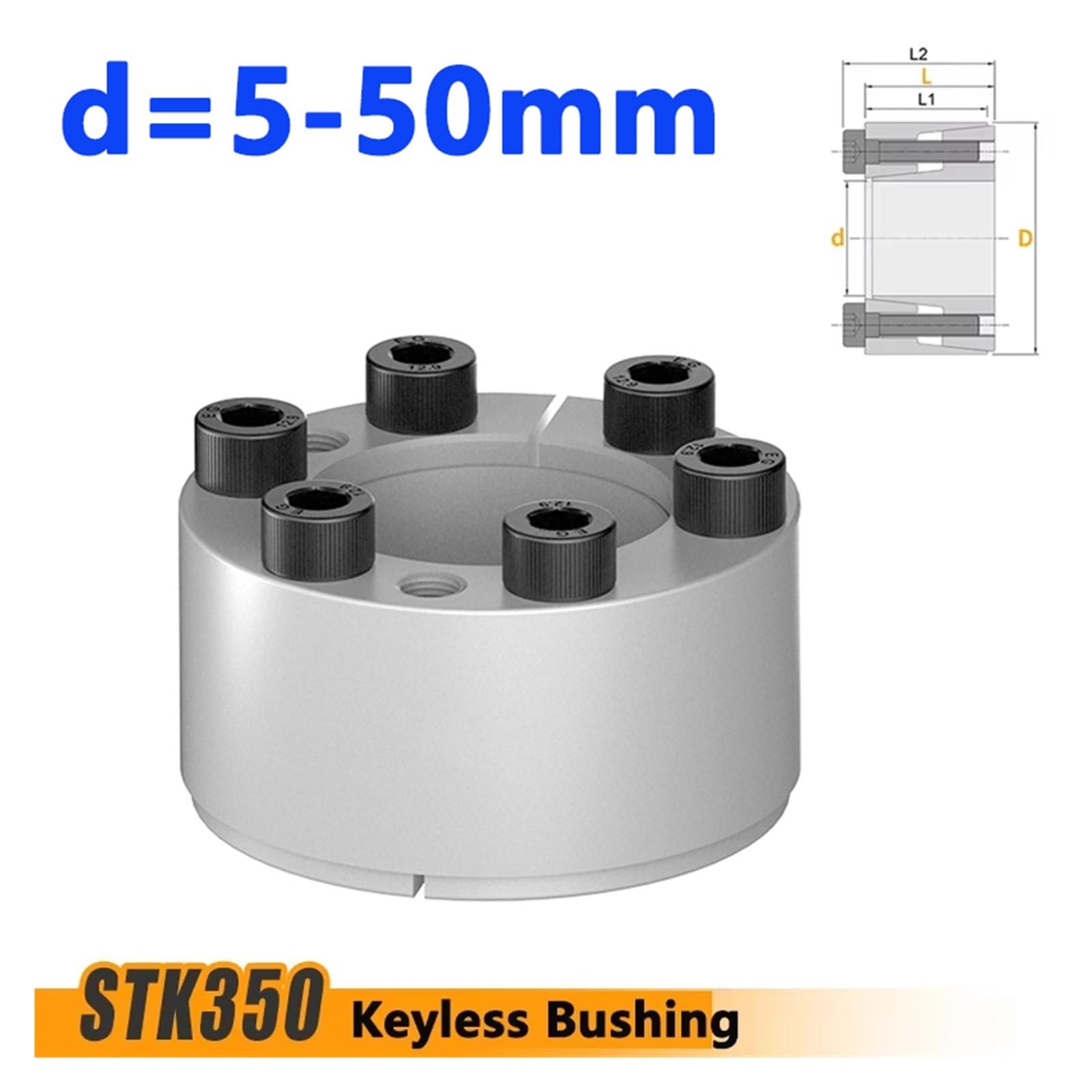 Conector de acoplamiento sin llave, 1 unidad STK350, conector hembra sin llave, conexión de voltaje, eje de bloqueo, dispositivo de expansión, manguito de expansión, diafragma, ID 5-50 mm (STK350-25,4