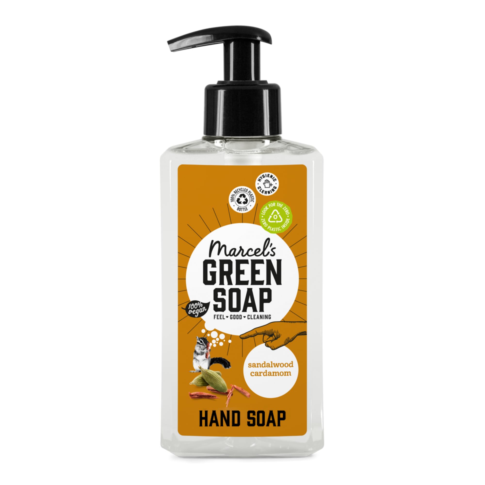 Marcel's Green Soap - Hand Soap Sandalwood & Cardamom - Handwash Dispenser - 100% Eco friendly - 100% Vegan - 97% Biodegradable - 250 ML