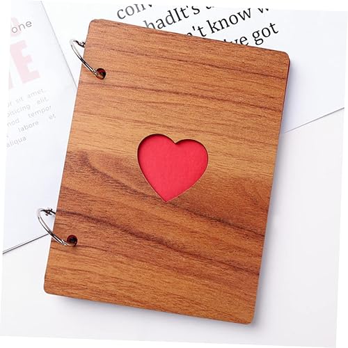 Miniatura 3 de COLLBATH Álbum de recortes de corazón Álbum de fotos de madera Álbum de fotos de recuerdo juvenil de papel de bebé