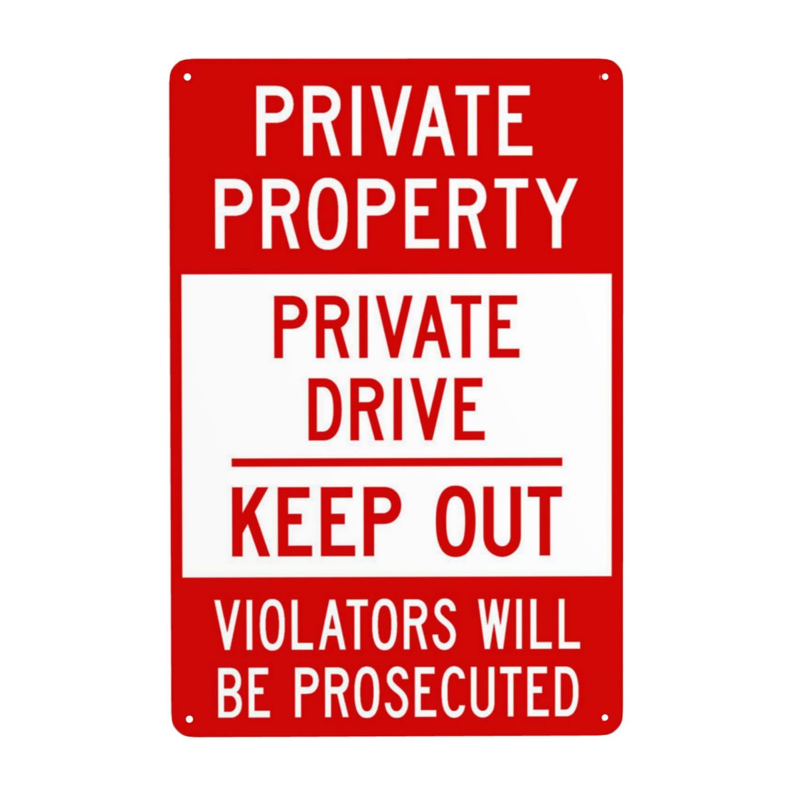 Vintage Metal Tin Sign, Private Property Private Drive Keep Out Warning Decor, 8x12 Inch