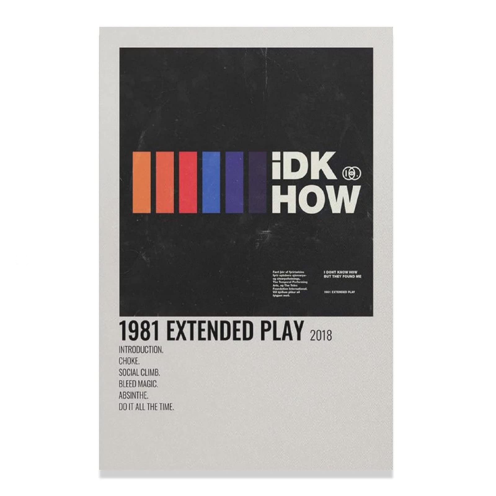 XIANYUA I DONT KNOW HOW BUT THEY FOUND ME - 1981 Extended Play Canvas Poster Wall Art Decor Print Picture Paintings for Living Room Bedroom Decoration Unframe-style616×24inch(40×60cm)