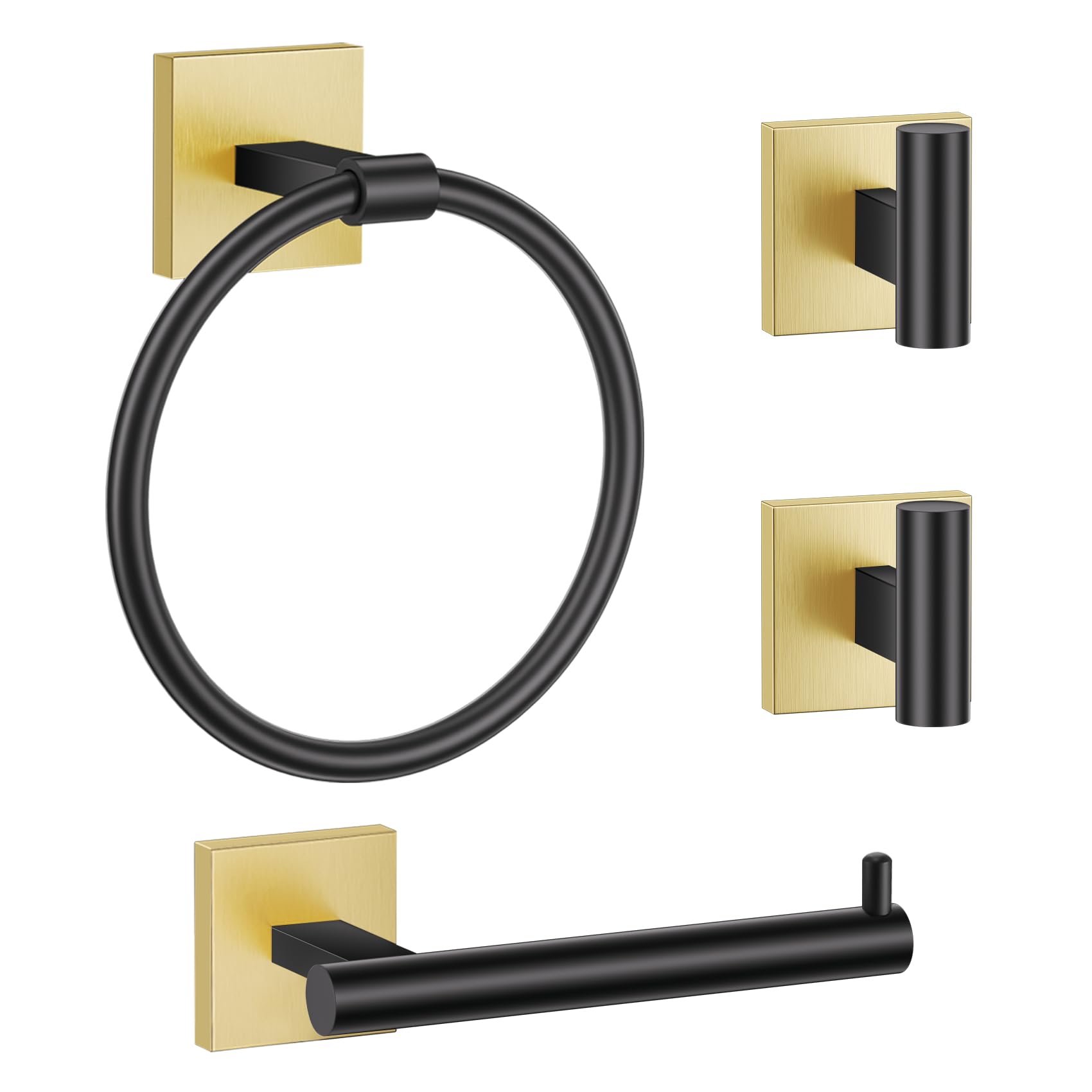 Brushed Gold Bathroom Hardware Set - Toilet Paper Holder & More -13