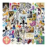 67Pcs Fleur De Lis Stickers Pack, Aesthetic Vinyl Waterproof Sticker Decals for Water Bottle,Laptop,Phone,Skateboard,Scrapbooking,Bumper Choice for Teens Adults Fans for Party Supply
