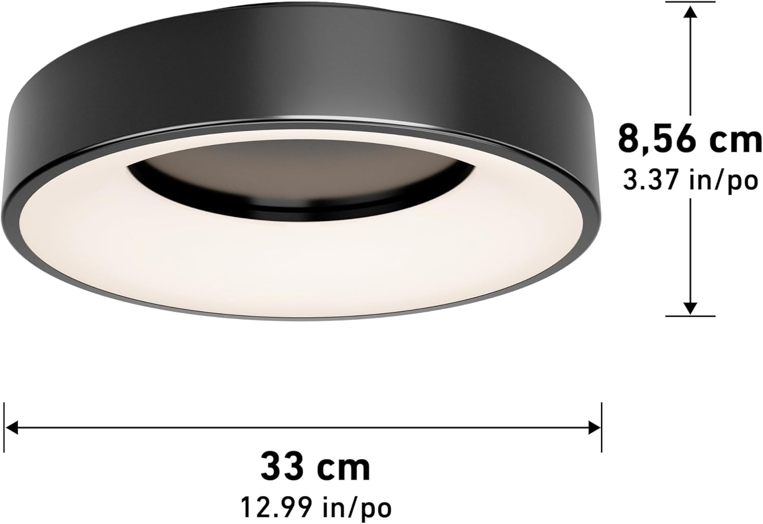 Diagram showing the dimensions of the Artika Aiden LED Flush Mount