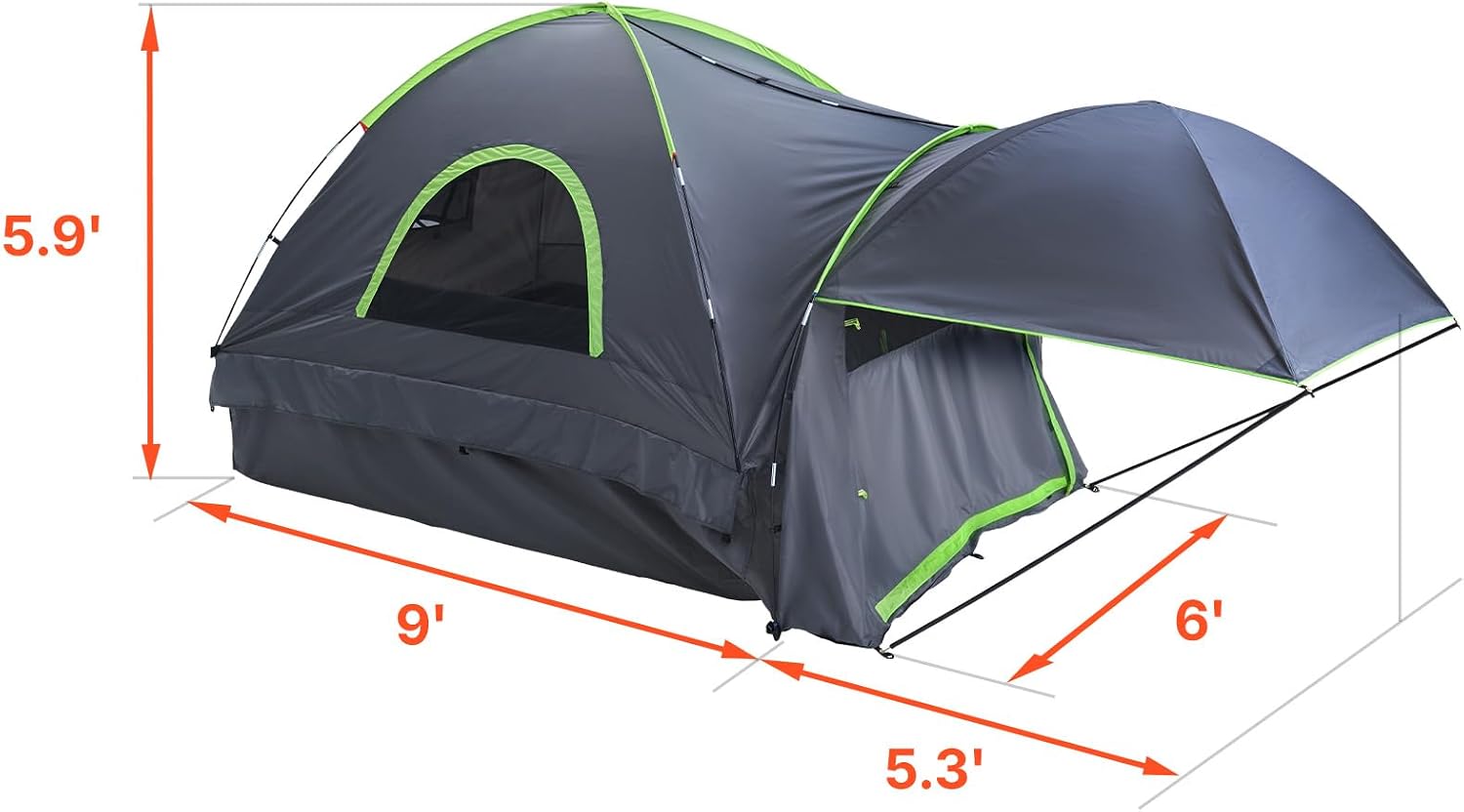 Truck Tent 8.0-8.2ft Waterproof PU2000 Truck Bed Camping Tent 2-3 Person
