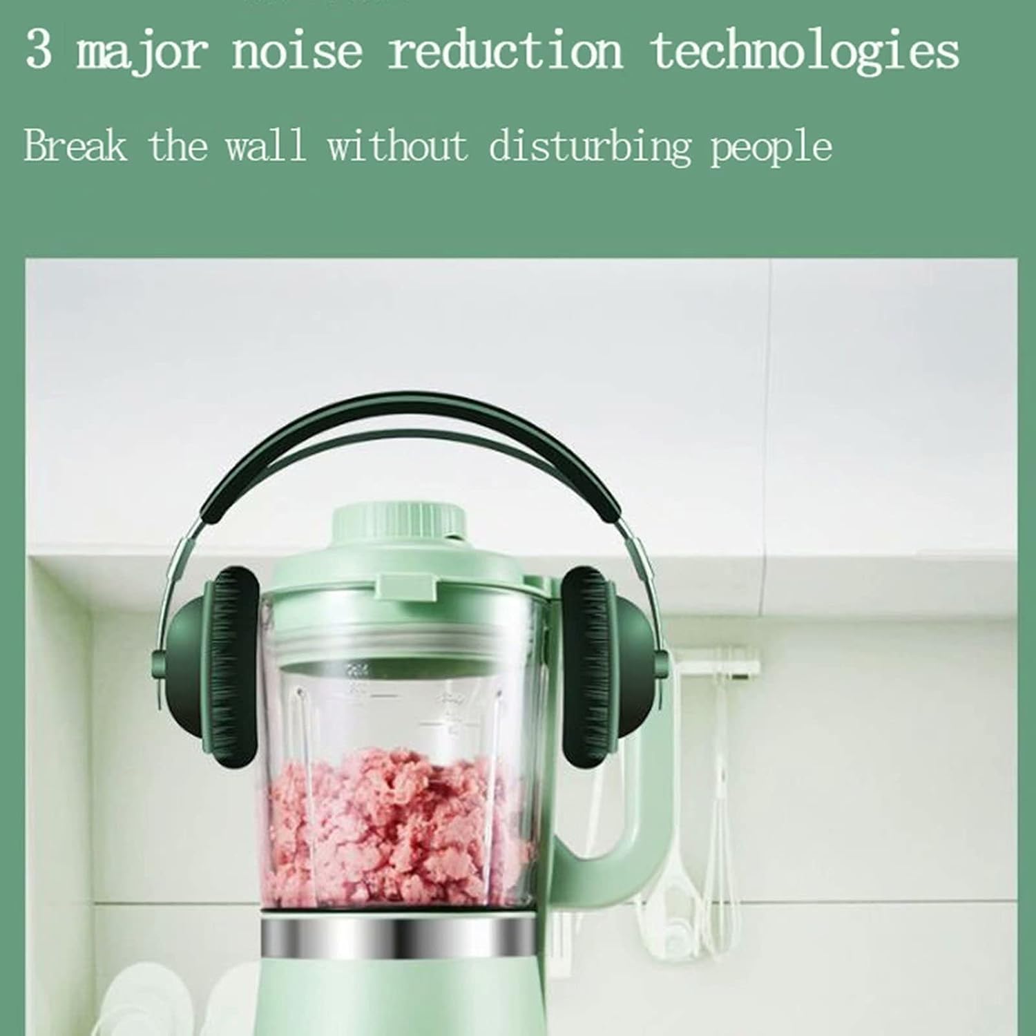 Multi Blender Juicer Food Processor with Glass Jar & A Grinder Strong Housing Smoothie Maker Glass Jar Removable Filling Cap for Easy Filling Ice Crushing Function,Green-16 * 37.7CM